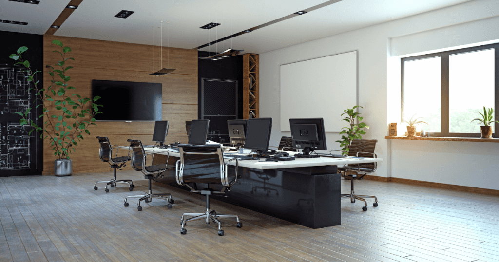 Example of a poorly planned commercial office with cluttered layout, bad lighting,
and lack of functionality.
