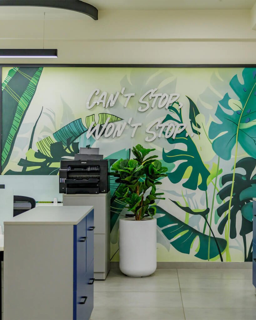 Tropical-inspired office interiors.